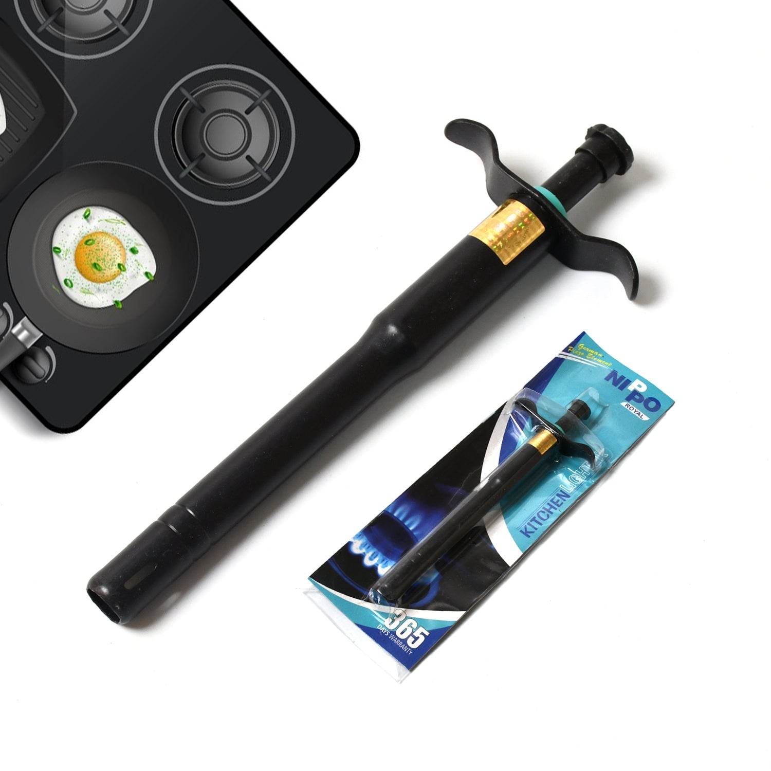 Stainless Steel Black Gas Lighter for Kitchen Gas Stove, Long Lasting, Unbreakable Lighters for Gas Stoves, Restaurants & Kitchen - Bachat Club