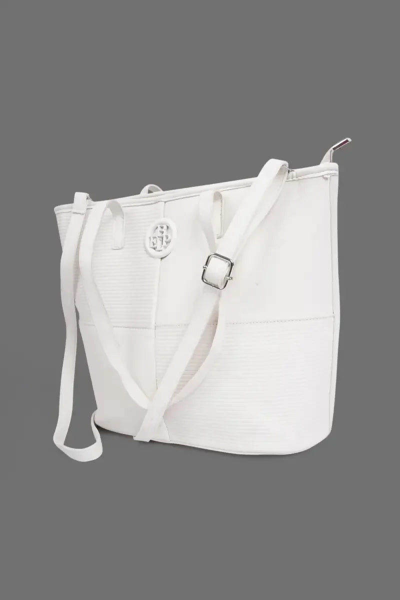 Solid Design Fashion Hand Bag for Women( White )