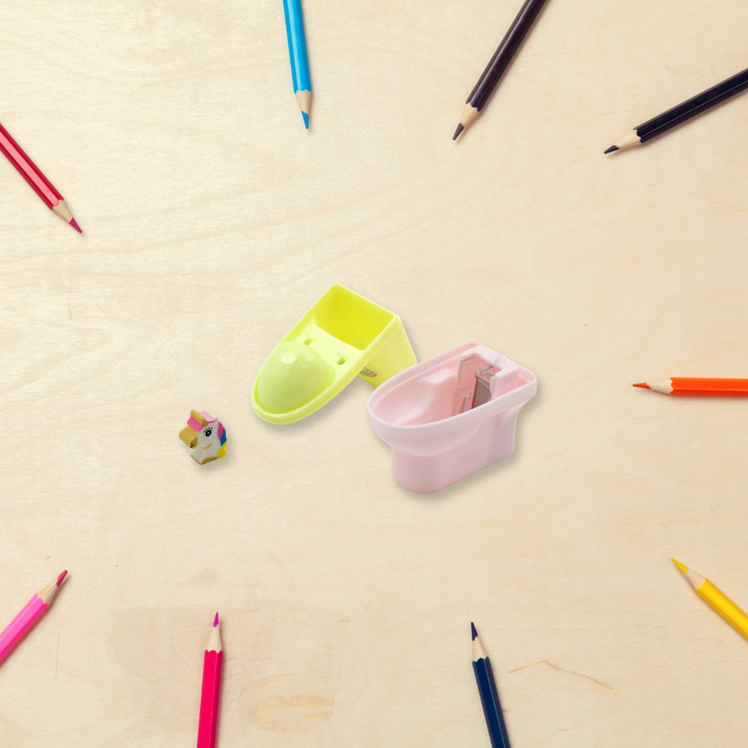 Fun & Functional! Toilet Sharpener with Eraser (2 Pc Set)