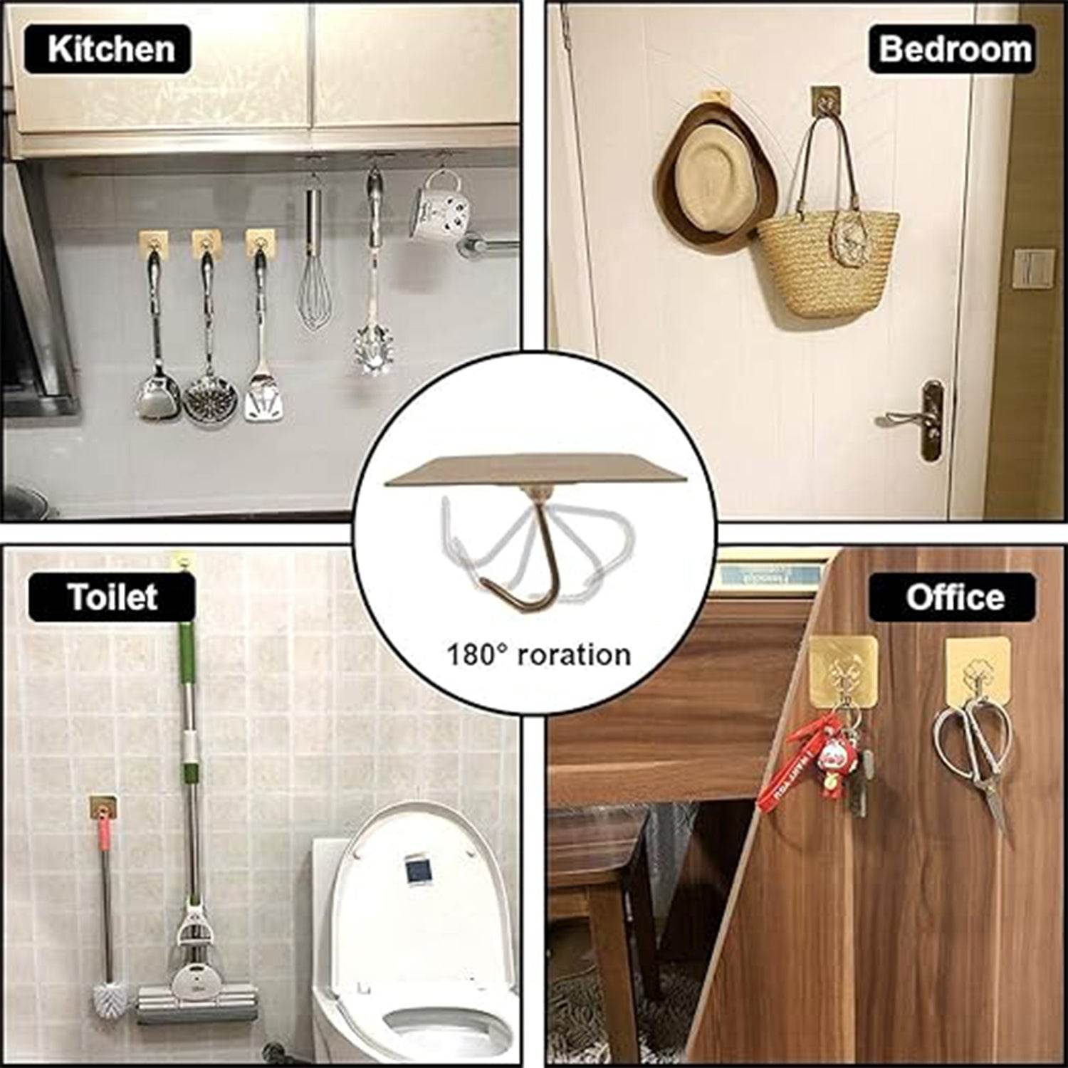 Adhesive Heavy-Duty Hooks for Kitchen and Bathroom - Bachat Club