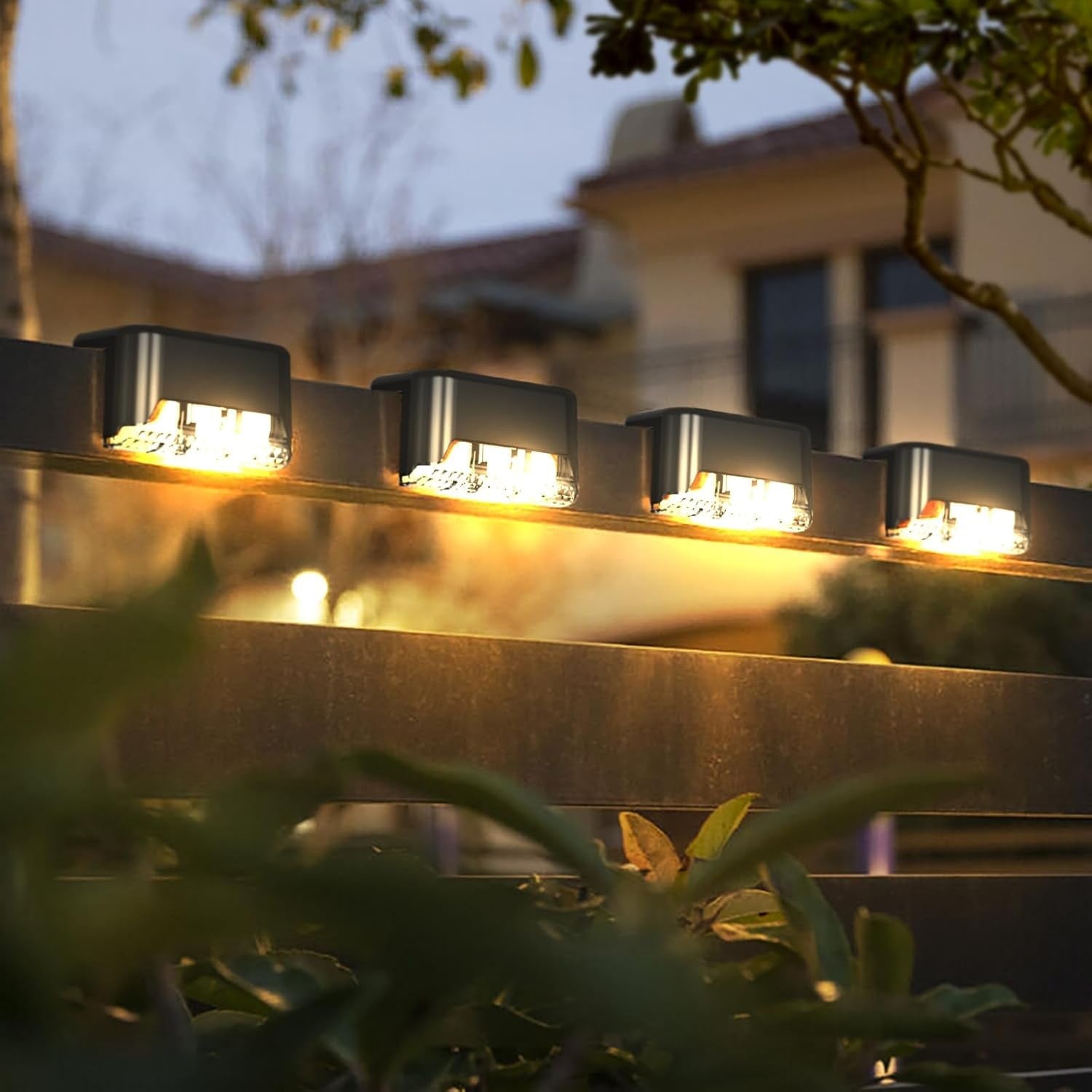 4-Piece Solar Waterproof Garden, Stair & Railing Lights