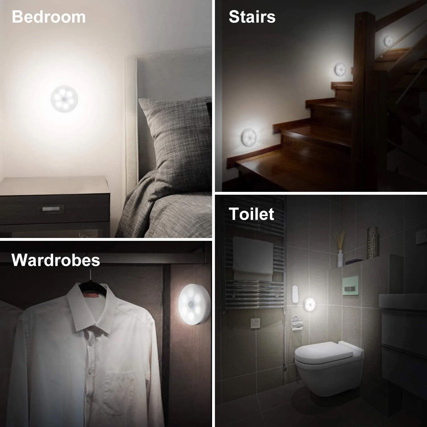 Round Shape 8 LED Motion Sensor Induction Led Light (1 Pc)