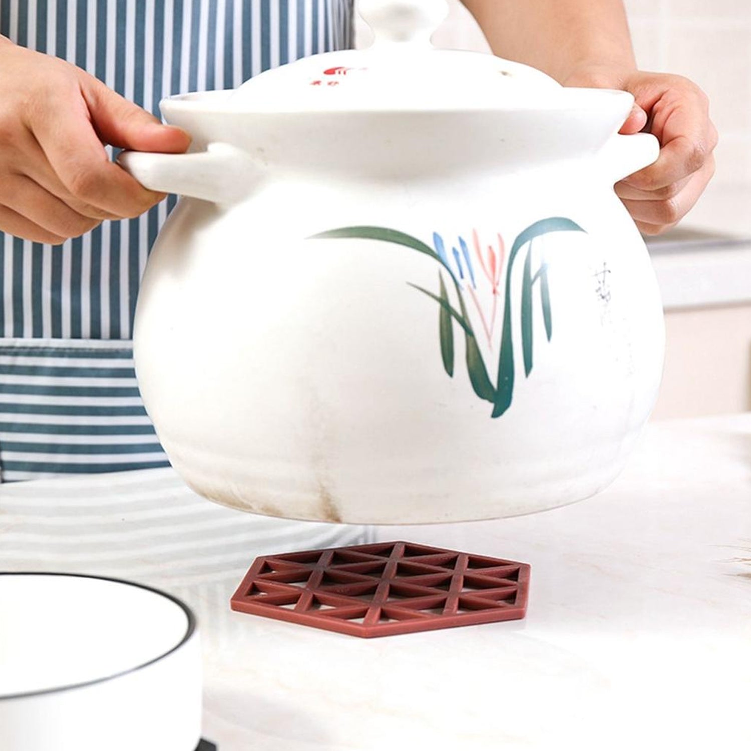 Mat for Cup PVC Tea Coaster Non-Slip Placemat High Temperature Insulation Pad Hollow Pot Mat Bowl with Anti-hot