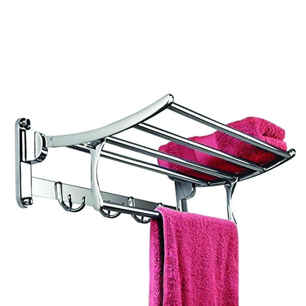 Stainless Steel Folding Towel Rack Cum Towel Bar (18 Inch)