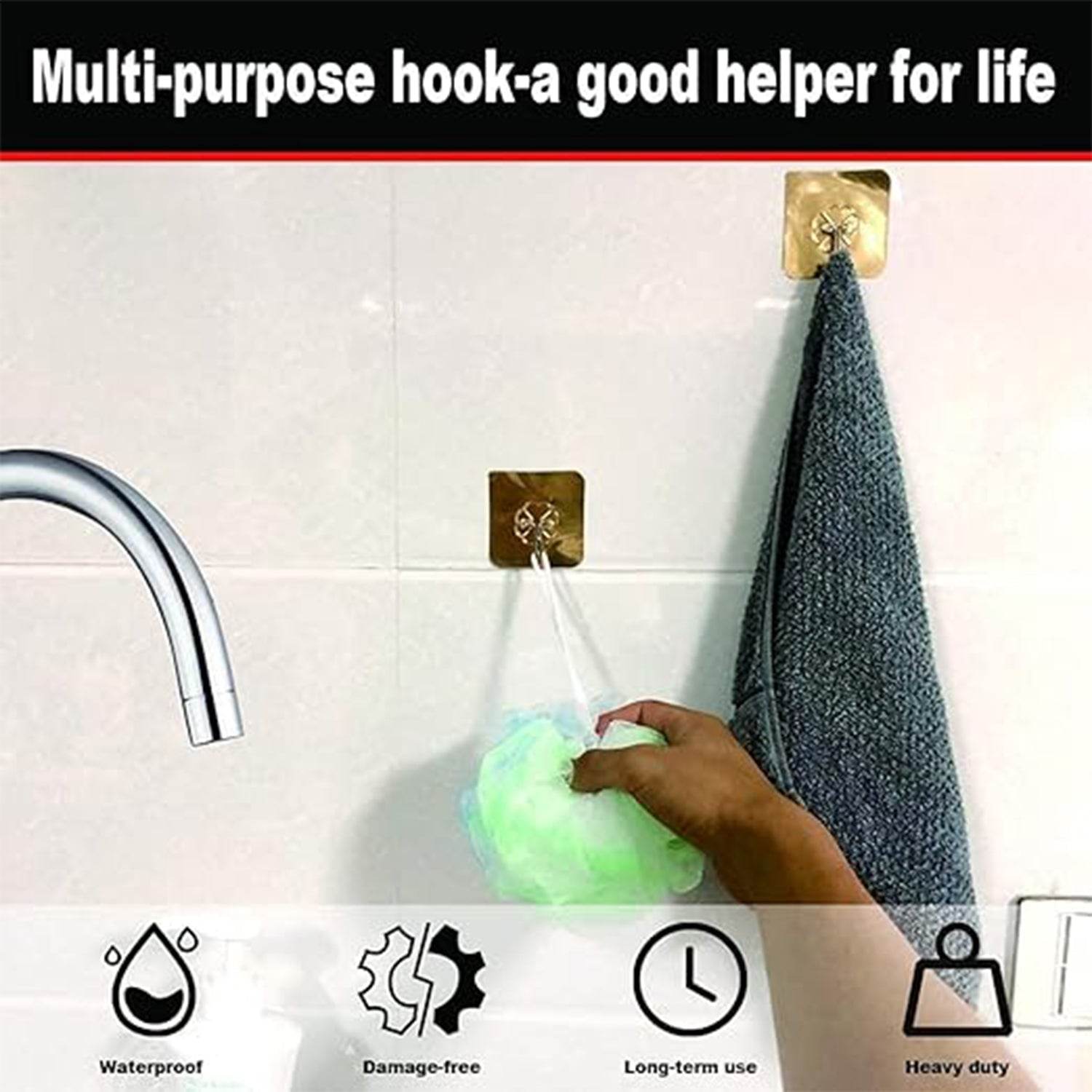 Adhesive Heavy-Duty Hooks for Kitchen and Bathroom - Bachat Club