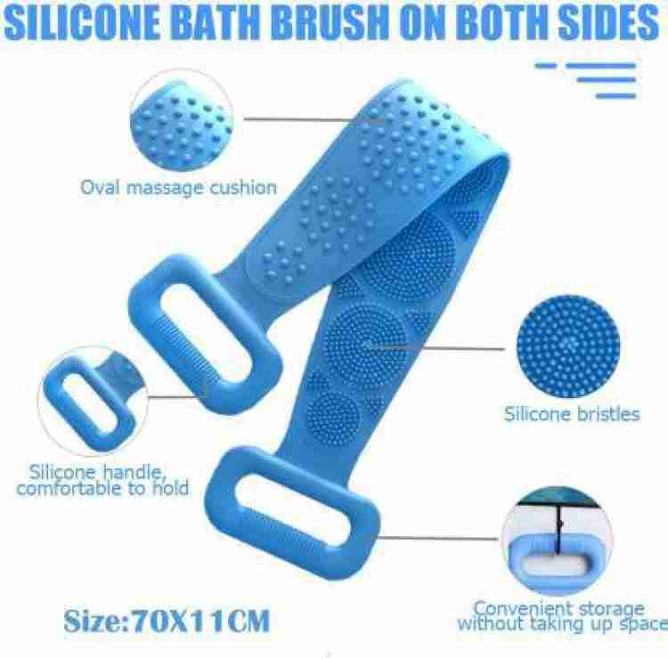 Silicone Body Back Scrubber Double Side Bathing Brush for Skin Deep Cleaning, Scrubber Belt
