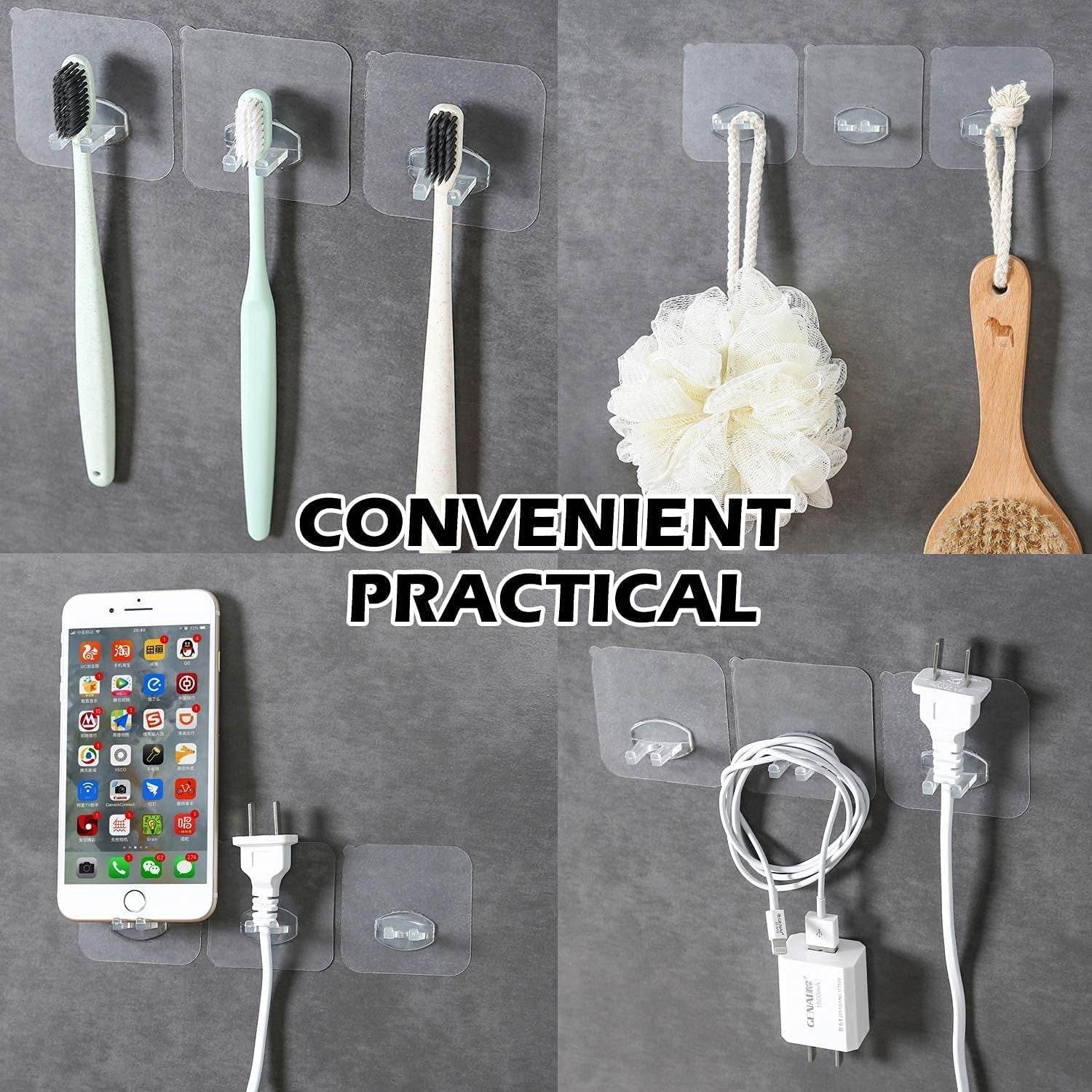 Transparent Self-Adhesive Wall Hook – Drill-Free, Waterproof & Oil-Proof for Toothbrush, Socket (1 Pc) - Bachat Club