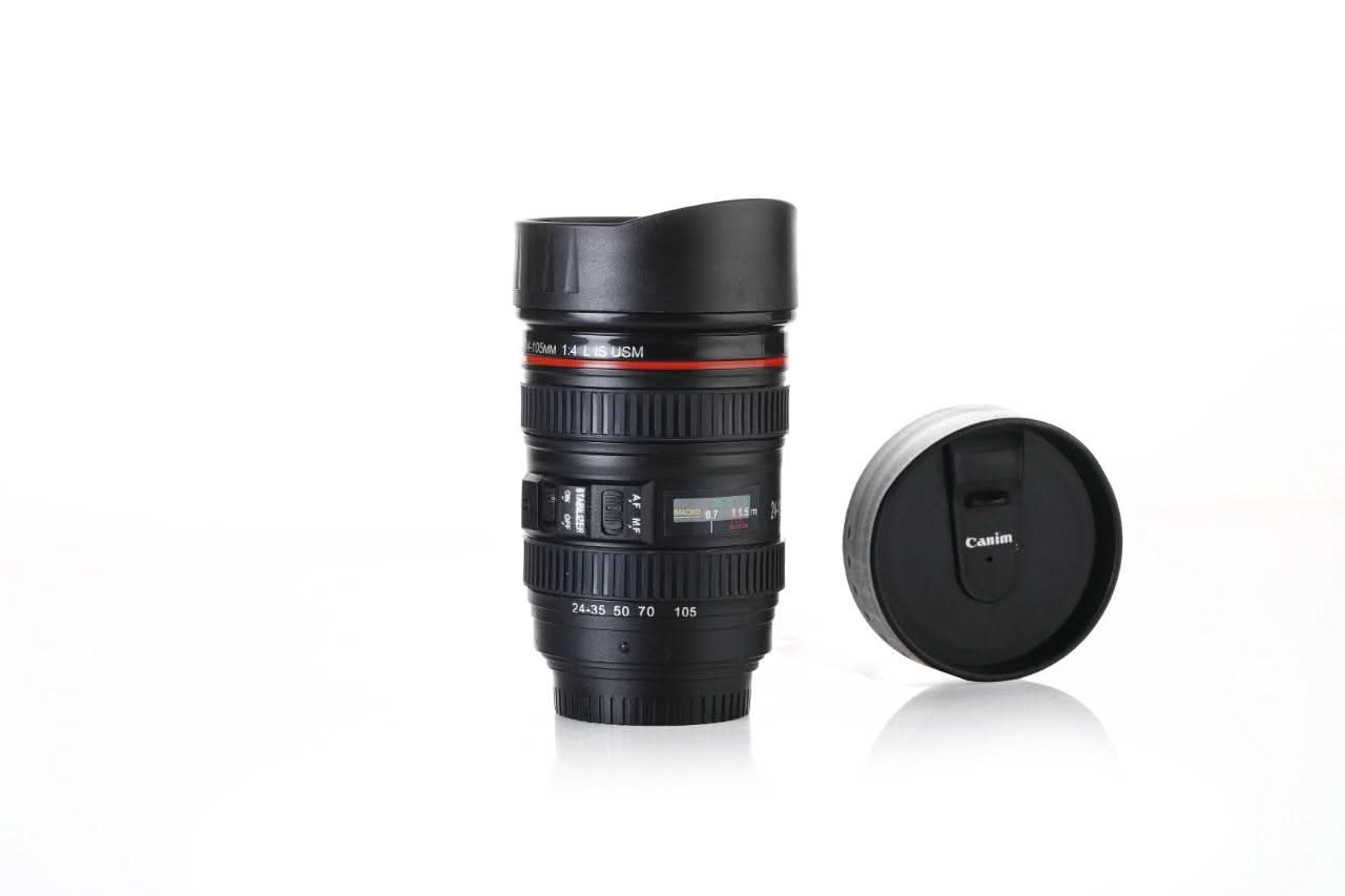 Camera Lens Coffee Mug Flask with Lid Unique Travel Tumbler