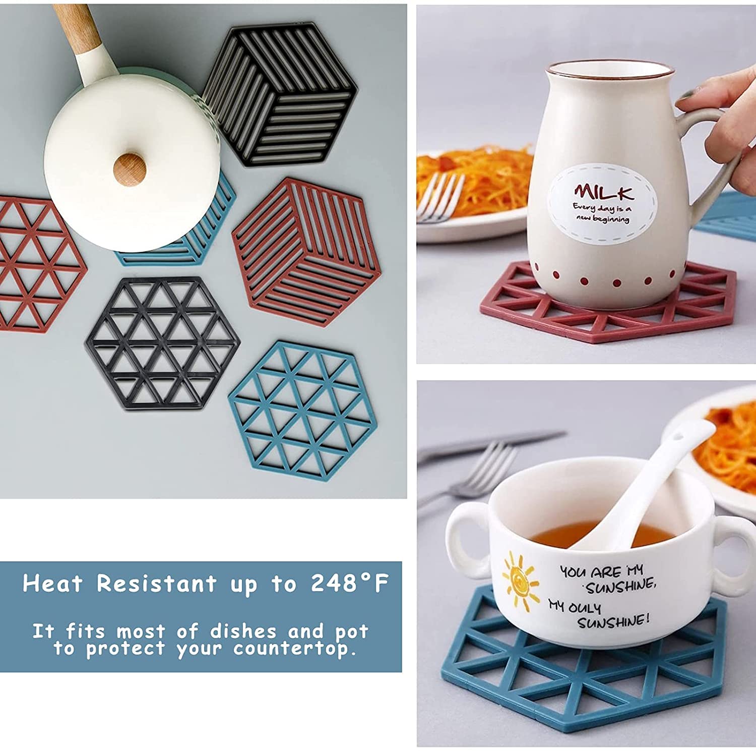 Mat for Cup PVC Tea Coaster Non-Slip Placemat High Temperature Insulation Pad Hollow Pot Mat Bowl with Anti-hot