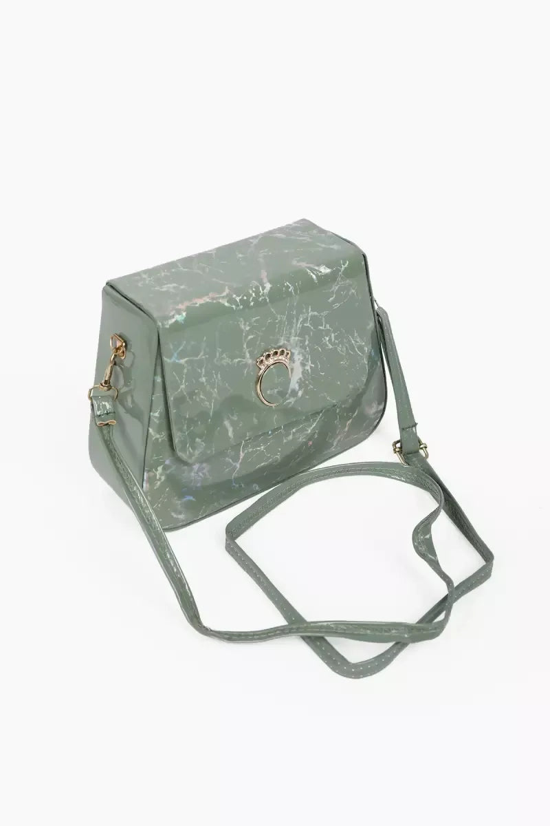 Marble printed Box Sling Bag for Girls - Sea Green