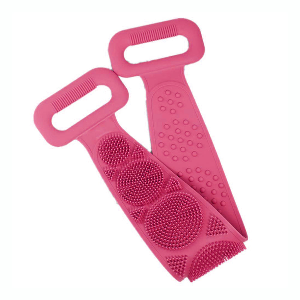 Silicone Body Back Scrubber Double Side Bathing Brush for Skin Deep Cleaning, Scrubber Belt