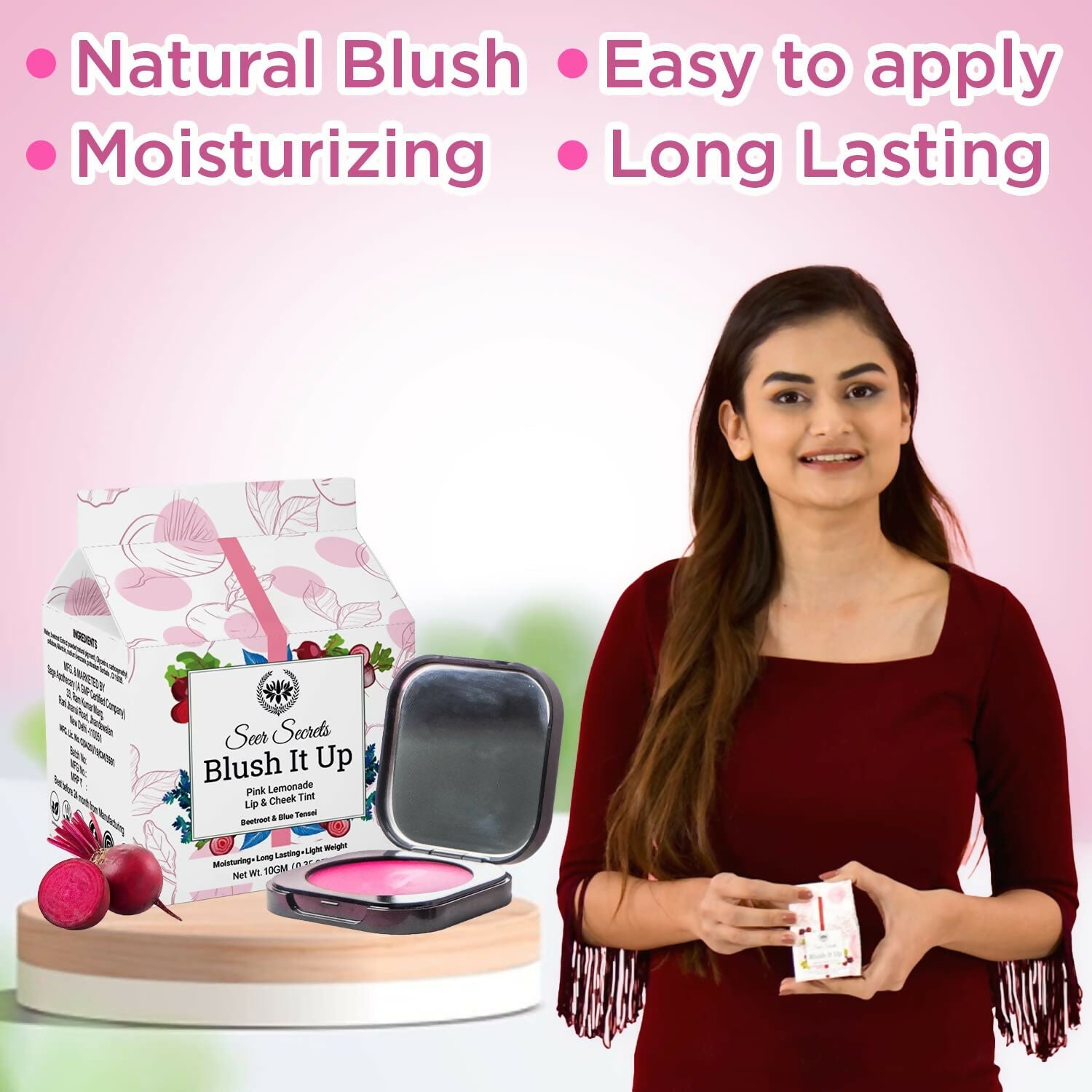 Natural Blush It Up Lip and Cheek Tint Pink Lemonade (10gm)