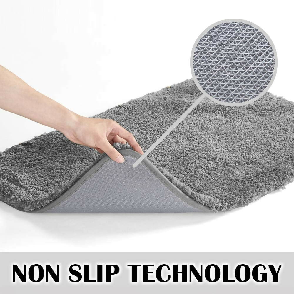 Aaho Decor Non-Slip Bath Mat Shag Rug for Bathroom Floor (Grey)