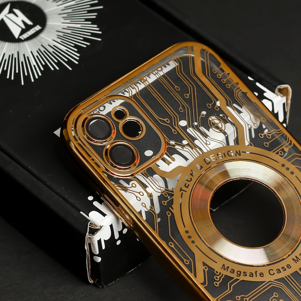 Golden Watch Machine Logo Cut Transparent Case for Apple Iphone 12