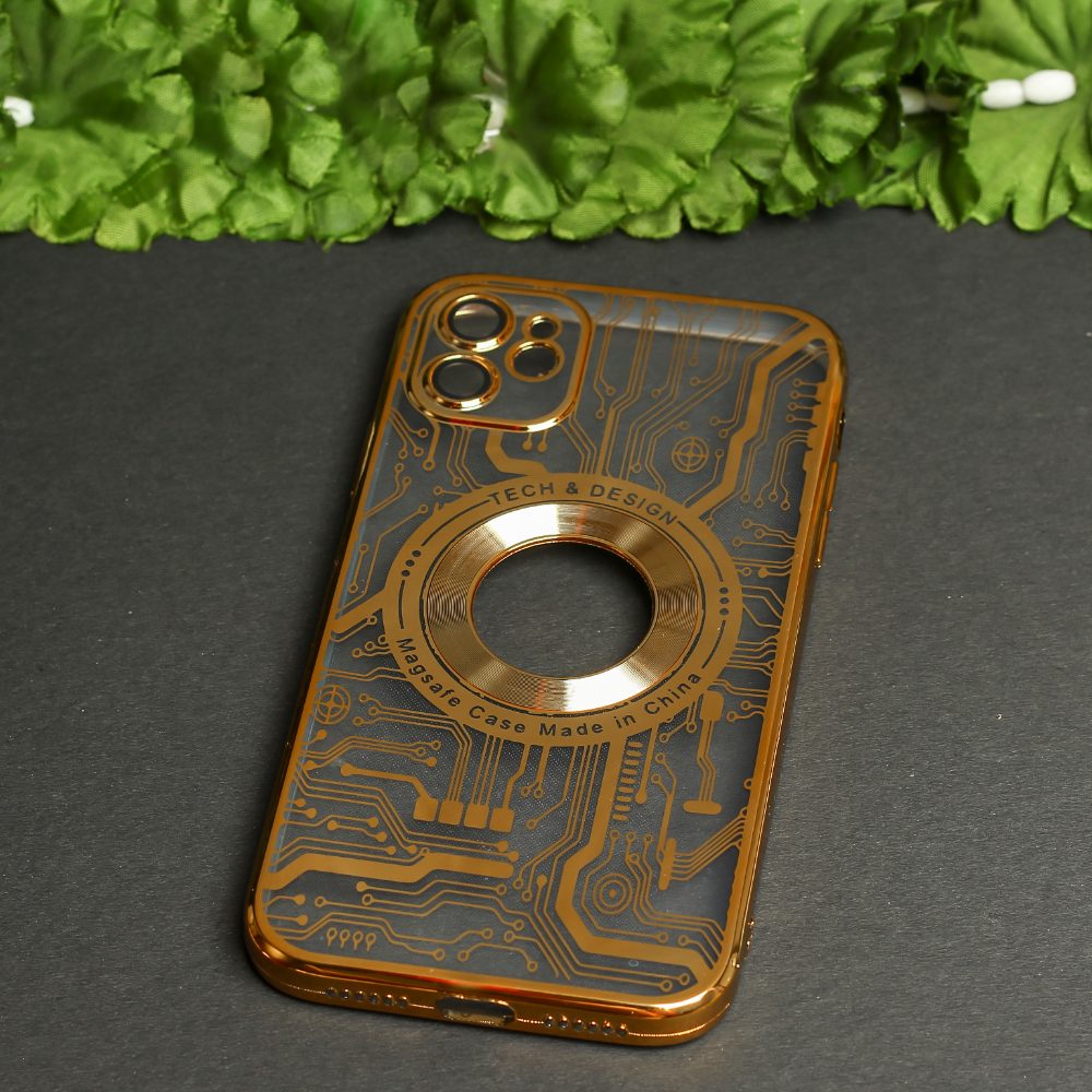Golden Watch Machine Logo Cut Transparent Case for Apple Iphone 11
