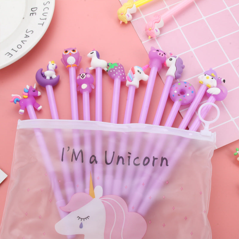 Purple Series Cartoon Gel Pen Set of 10