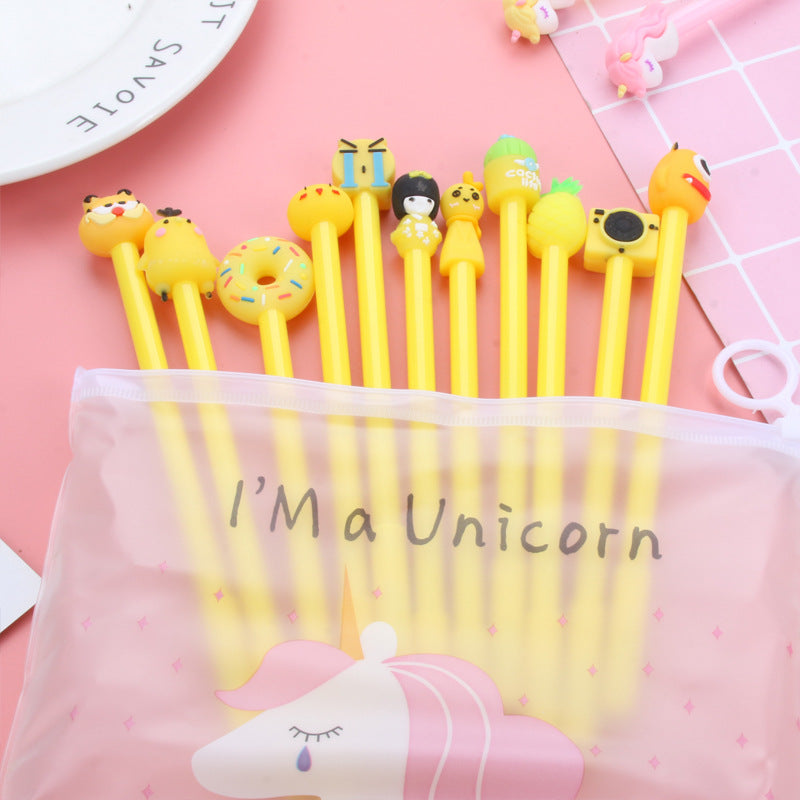Yellow Series Cartoon Gel Pen Set of 10