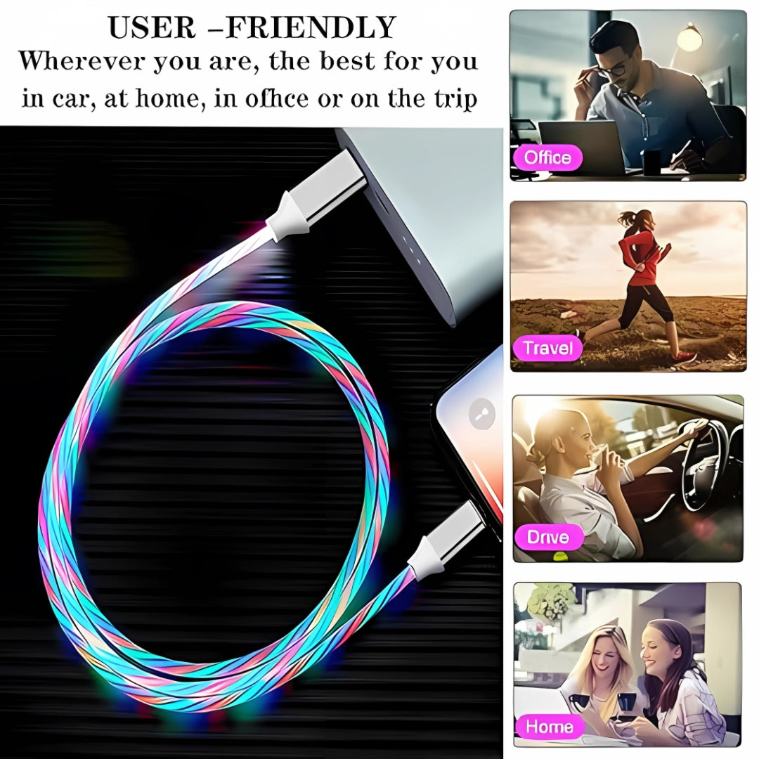 RAINBOW LED LIGHT ROTATE MAGNETIC (3 in 1) Charging Cable