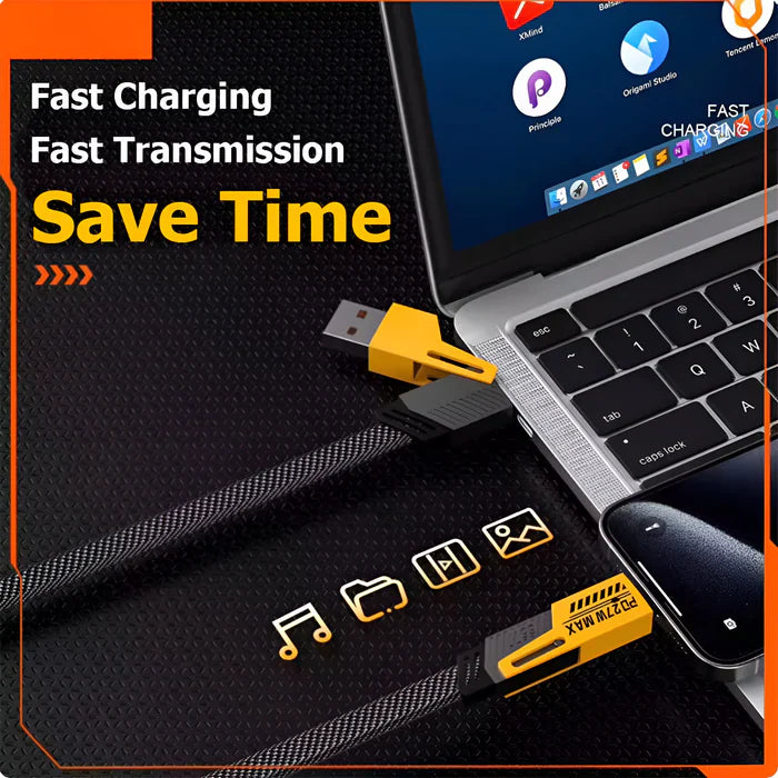 PowerMax 4-in-1 Fast Charging Data Cable For Apple & Android