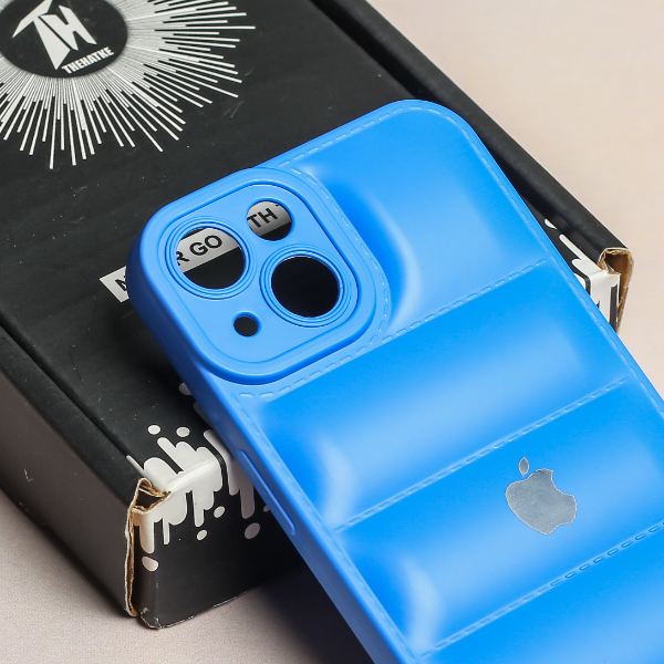 Sky Blue Puffon silicone case for Apple iPhone 14