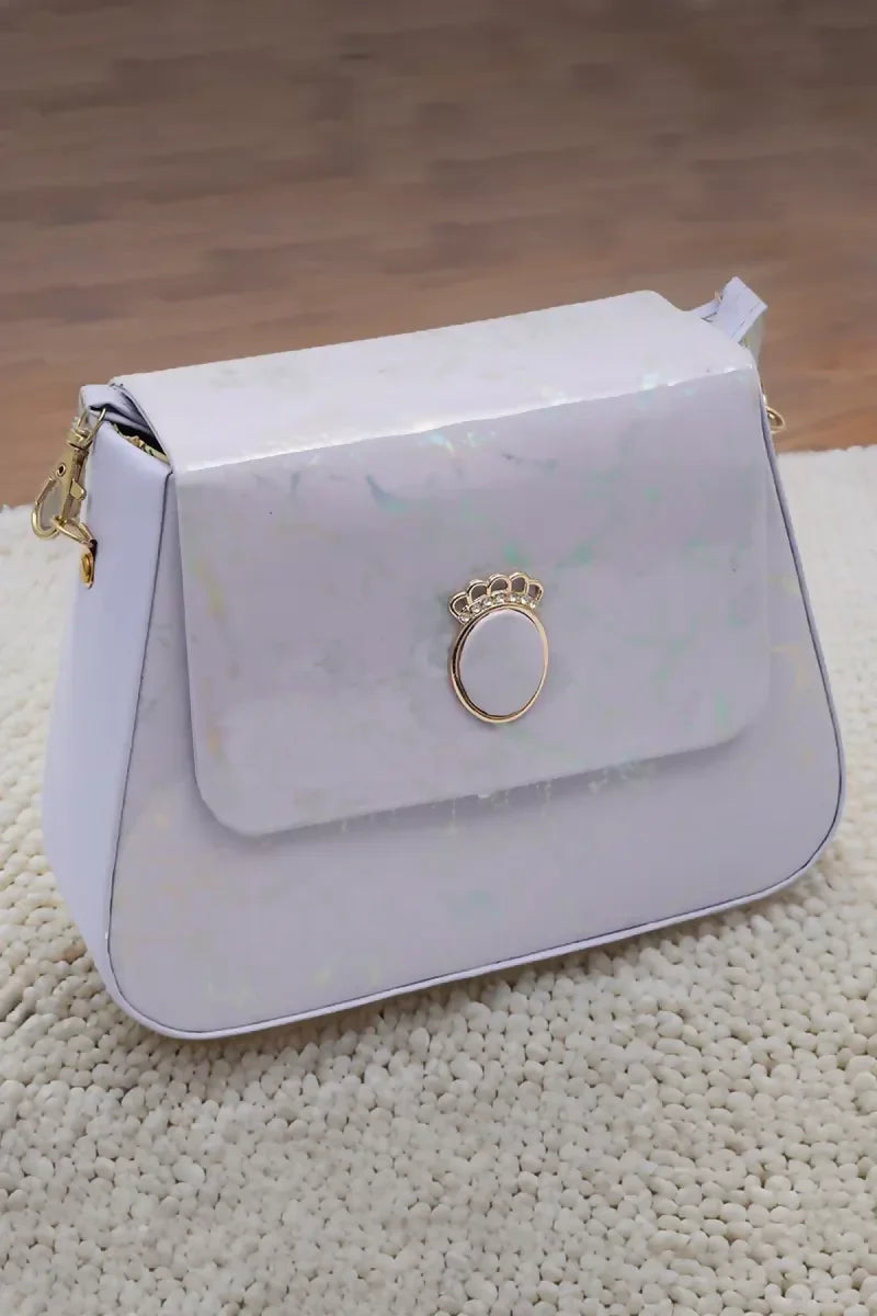 Marble printed Box Sling Bag for Girls - Lavender
