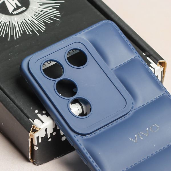 Dark Blue Puffon silicone case for Vivo V27 5G