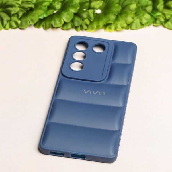 Dark Blue Puffon silicone case for Vivo V27 5G