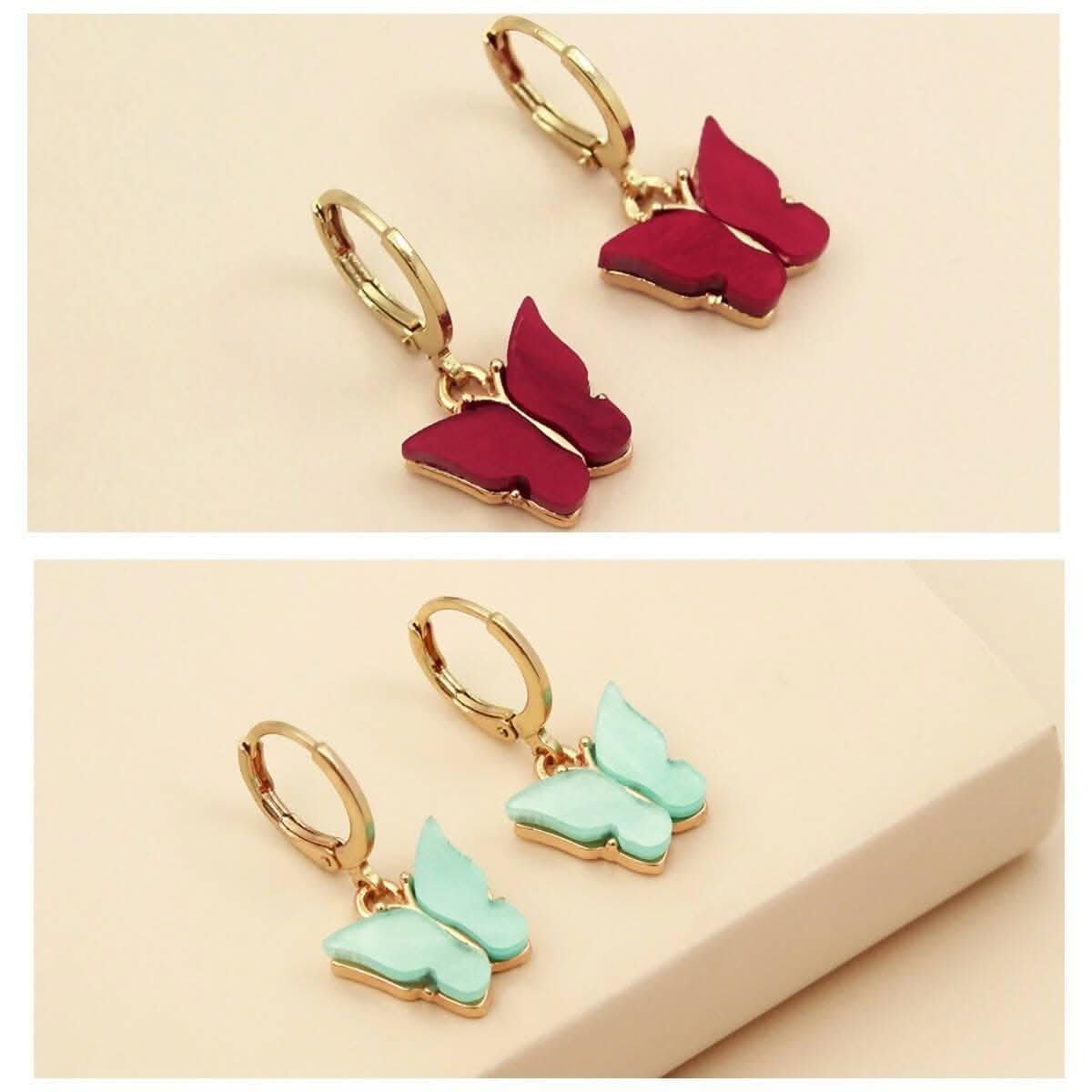 Pinapes Elegant Gold Plated Butterfly Clip-On Earrings for Women & Girls (Set of 2)