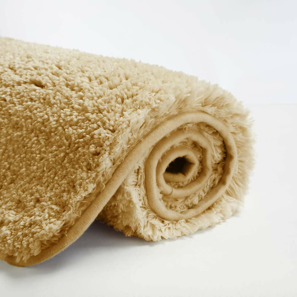 AaHo Water Absorbent Bath Mat Machine-Washable Fluffy Rug for Home (Gold)