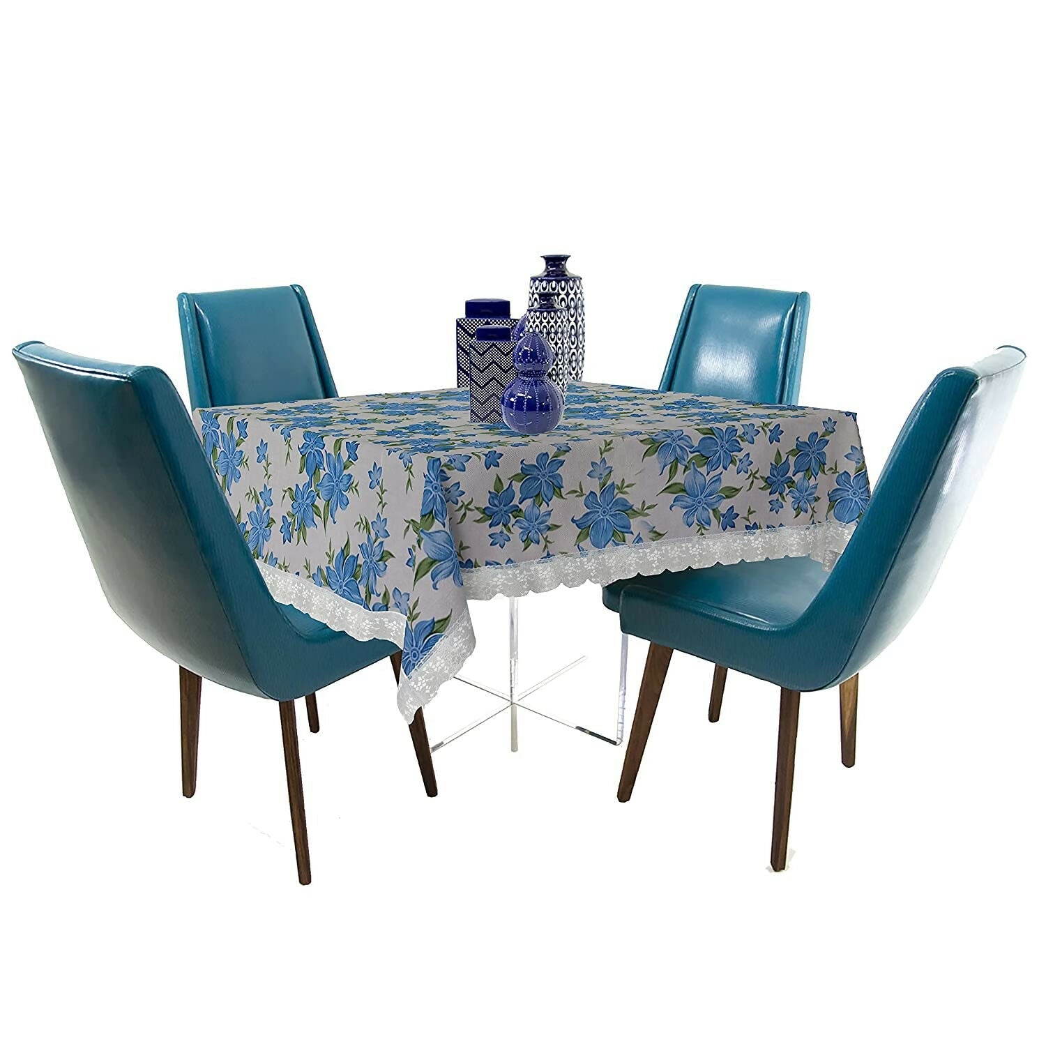 Exquisite Blue Champa Embroidered Table Cover – Small & Large (40x60 & 60x90) Inches
