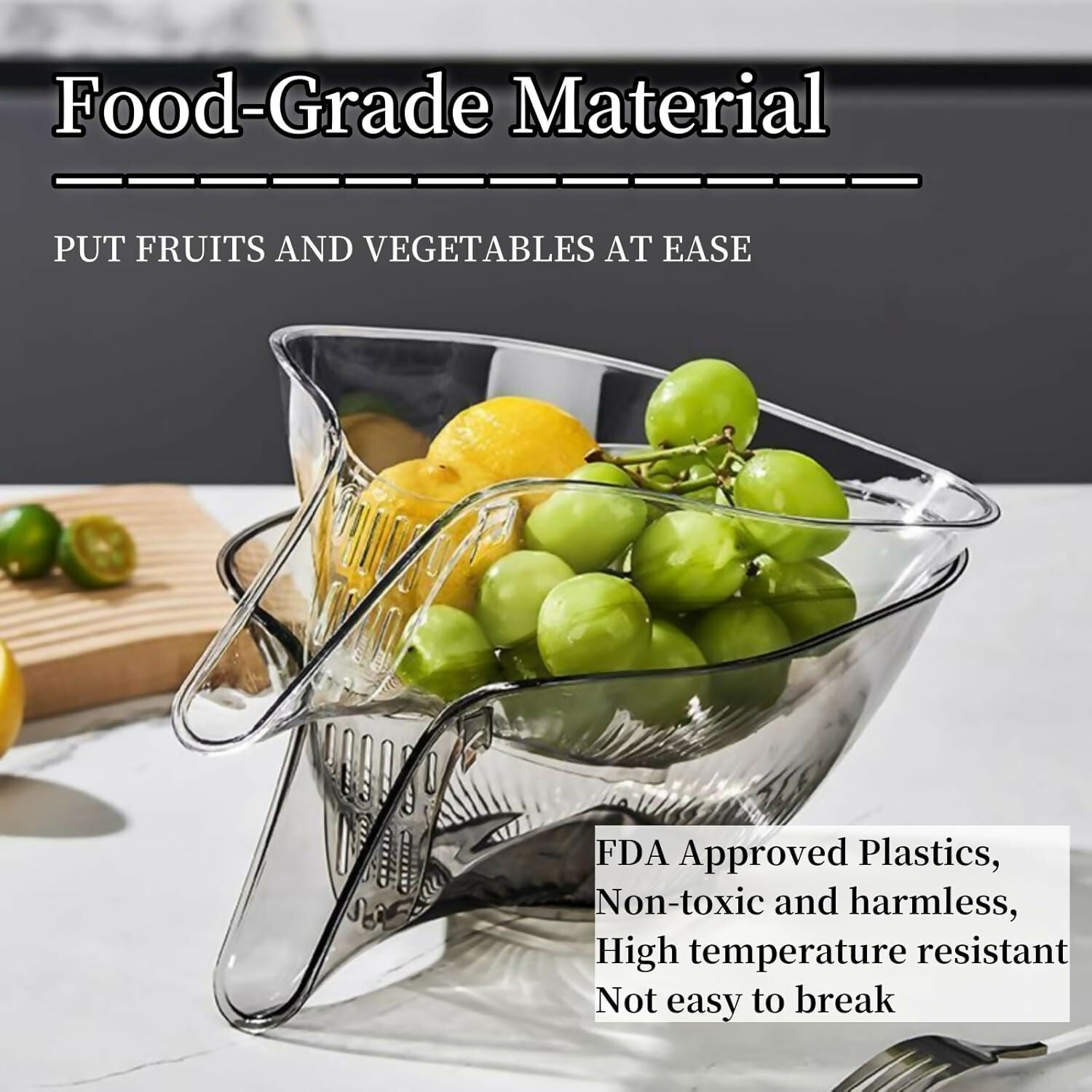 Transparent Multifunctional Drain Basket with Spout – Kitchen Sink Strainer & Funnel for Washing Fruits, Vegetables & More