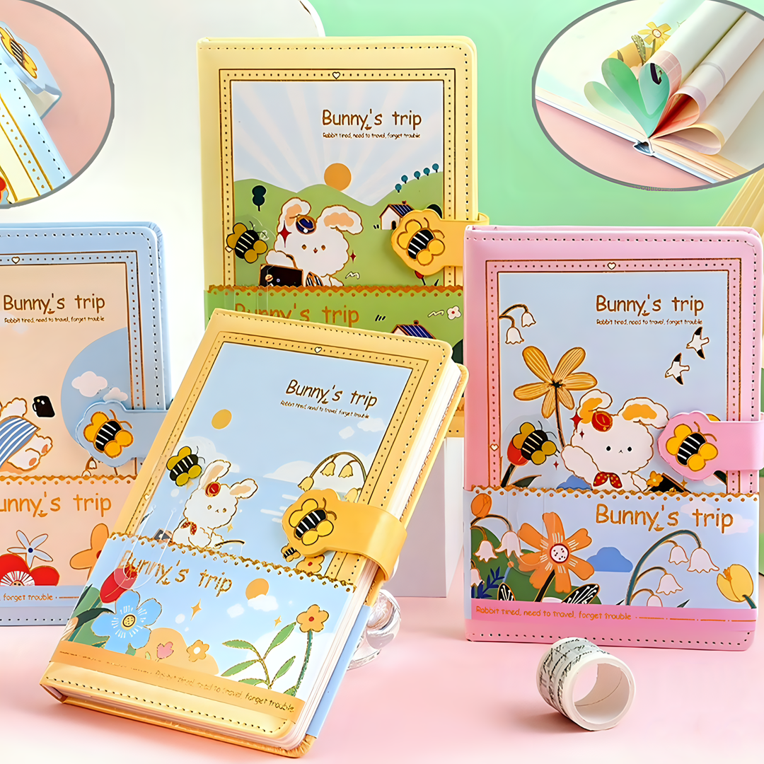 Bunny's Travel Journal with a Magnetic Lock