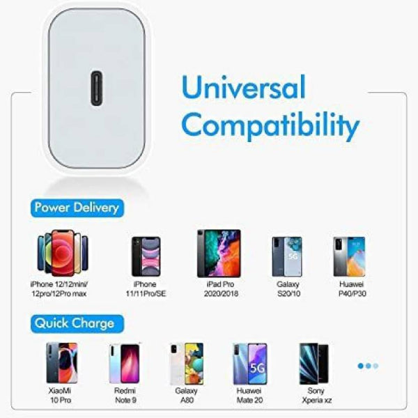 Bachat Club 20W - USB Type C Power Charging Adapter for iPhone, iPad & AirPods - WHITE