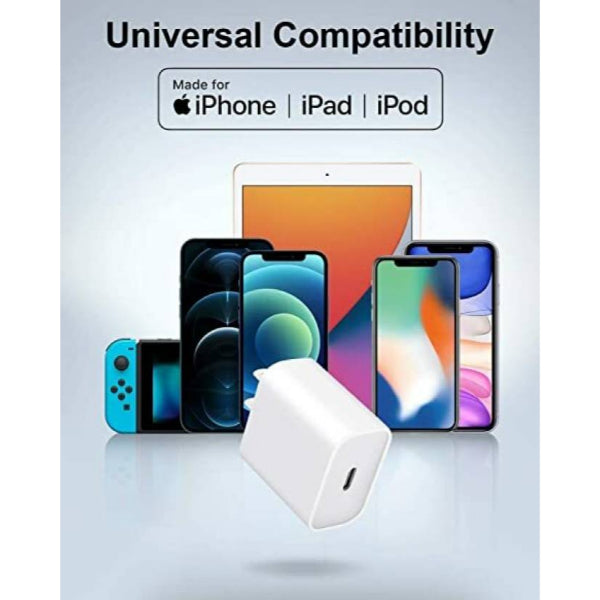 Bachat Club 20W - USB Type C Power Charging Adapter for iPhone, iPad & AirPods - WHITE