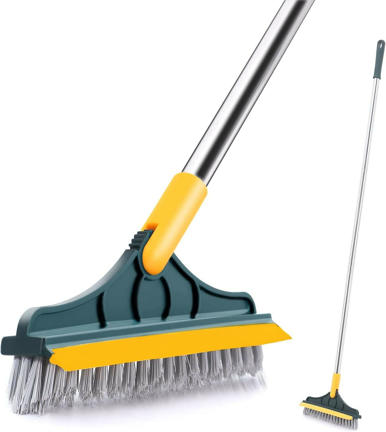 2-in-1 Bathroom Cleaning Brush with Wiper & 120° Rotating Long Handle