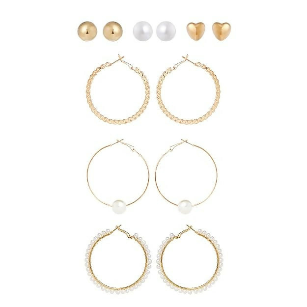 Pinapes Latest Stylish Design Metal Earrings for Women and Girls (Set of 6)