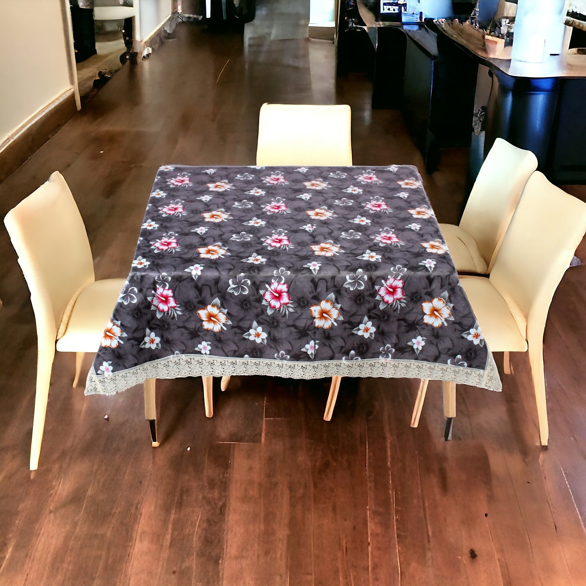 Mopak Decor 3D Printed Table Cover with Lace (40x60) for 4-Seater – Rectangular Dining and Centre Table Cloth