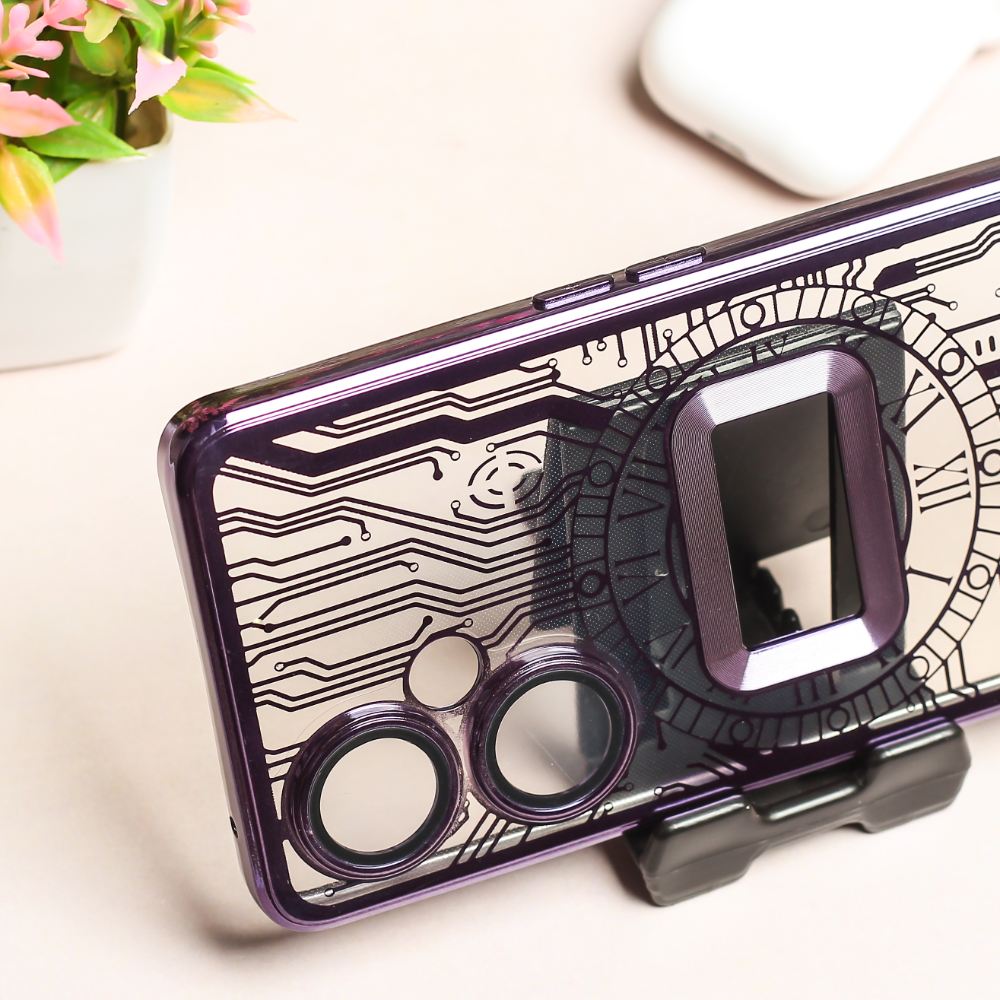 Purple Watch Machine Logo Cut Transparent Case for Oneplus Nord CE 3 Lite