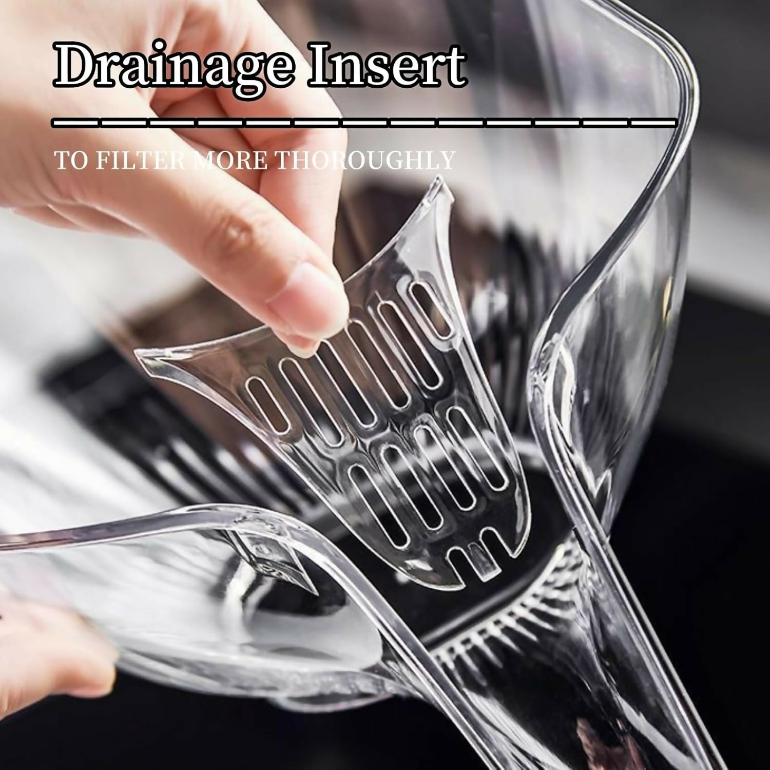 Transparent Multifunctional Drain Basket with Spout – Kitchen Sink Strainer & Funnel for Washing Fruits, Vegetables & More