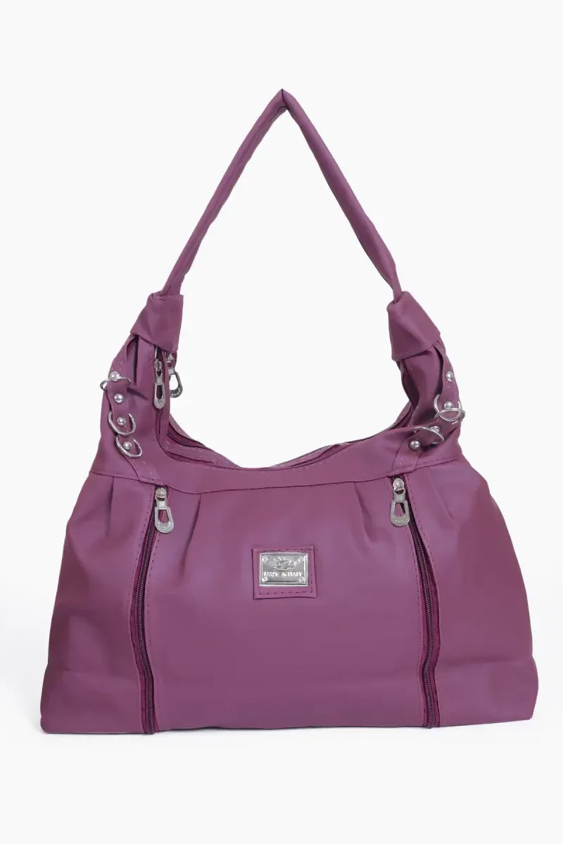 Women’s Casual Solid Hand Bag - Wine