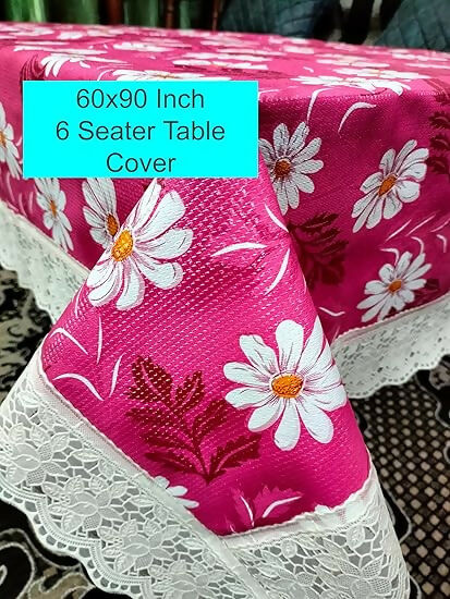 Mopak Decor 3D Printed Table Cover with Lace – Rectangular Dining and Centre Table Cloth