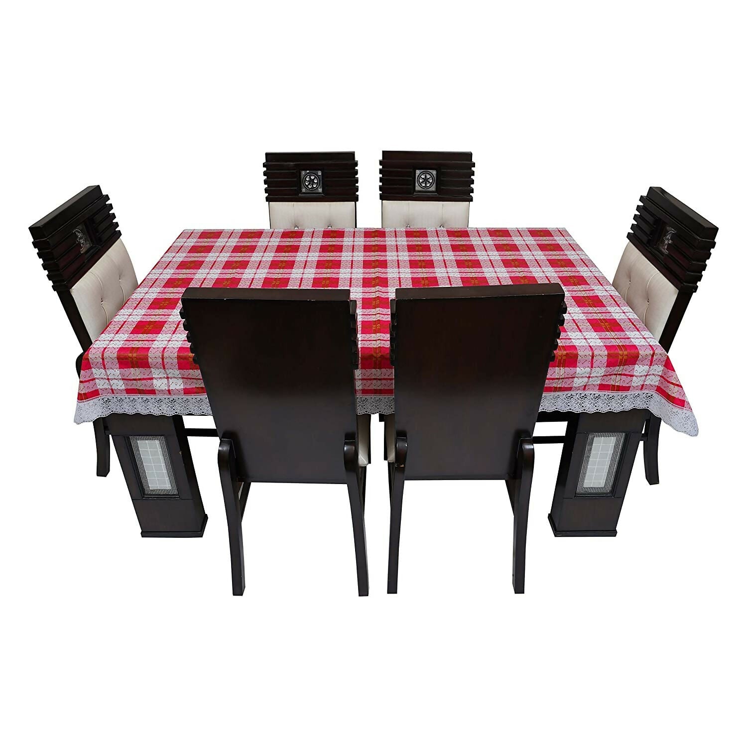 Mopak Decor Table Cover 3D Medium Size 2 to 4 Seater (40*60,Red) & 6 Seater (60*90,Red) Classic Table Cover Printed Table Cover with Lace Centre Table Cover Rectangular Table Cover Dining table cover