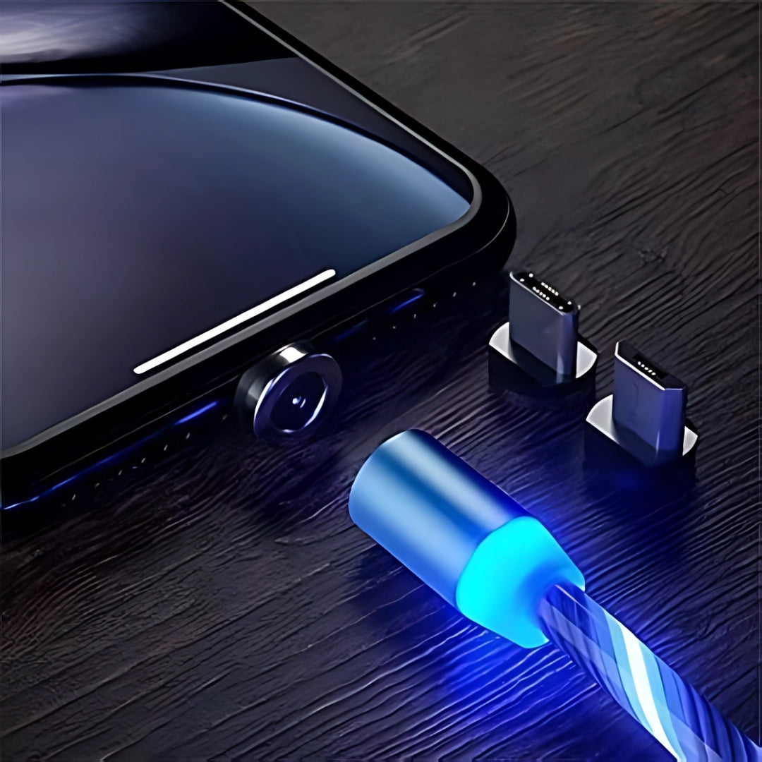 BLUE LED LIGHT ROTATE MAGNETIC (3 in 1) Charging Cable