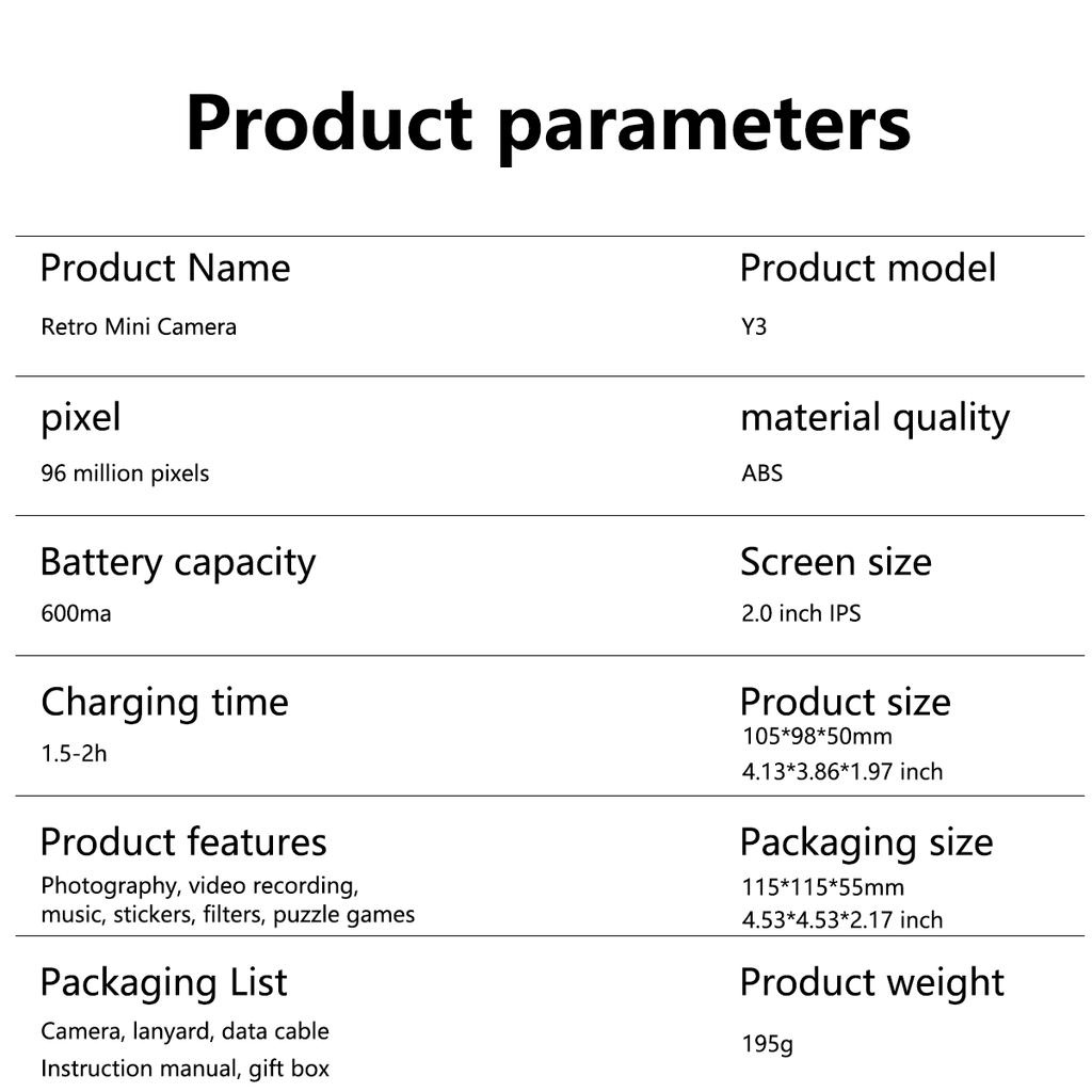 Mini Kids Retro Digital Camera