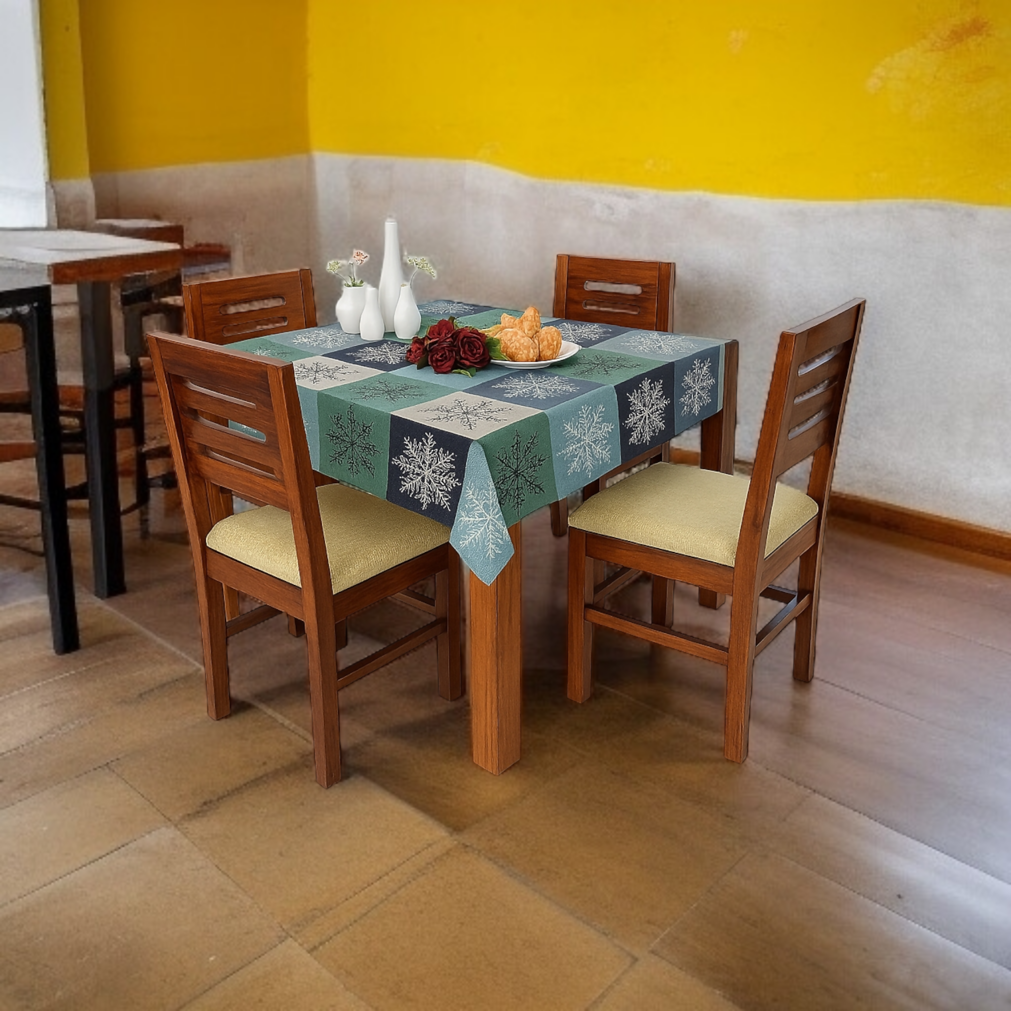 Mopak Decor 3D Printed Table Cover without Lace for 2-4 Seater (40 x 54 inches)