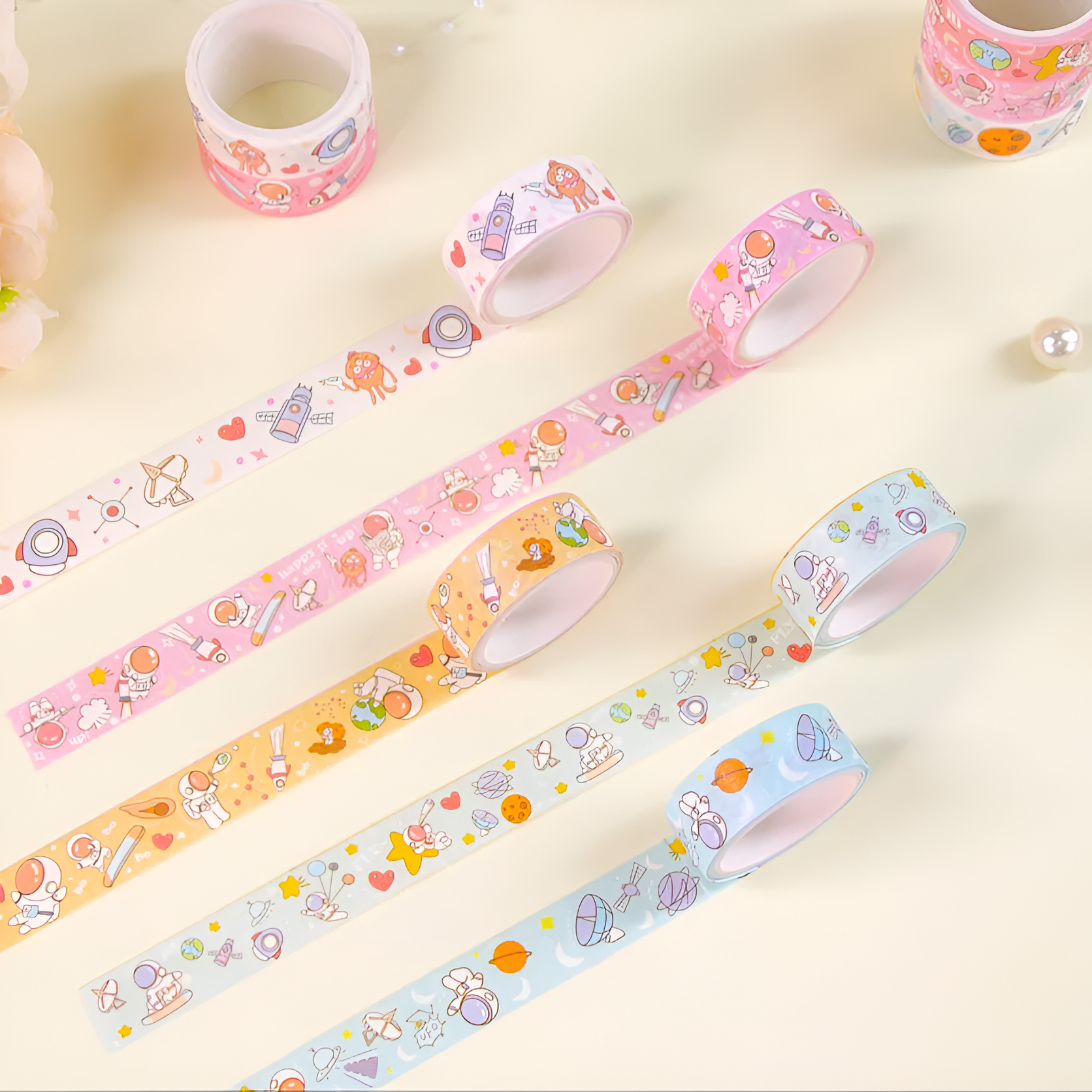 Kawaii Space Washi Tape Set of 5 Rolls