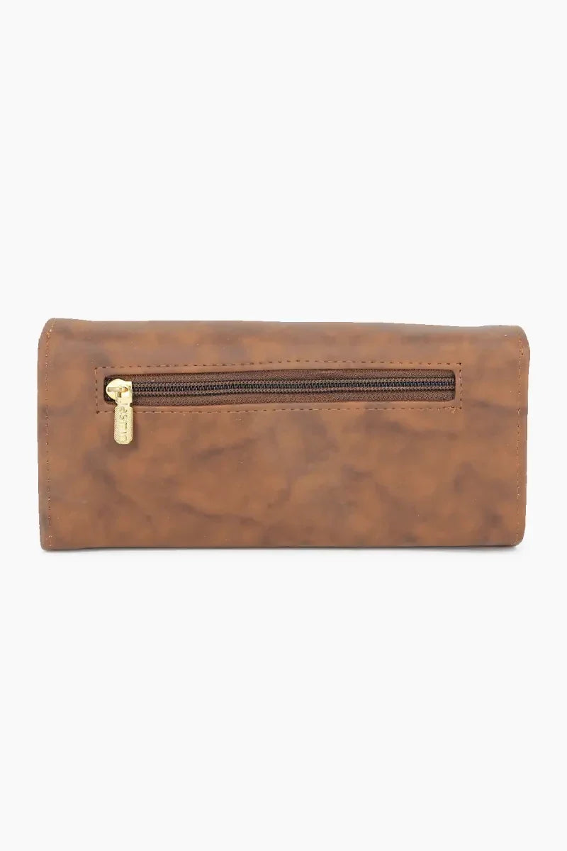 Faux Leather Solid Casual Purse for Women - Dark Brown