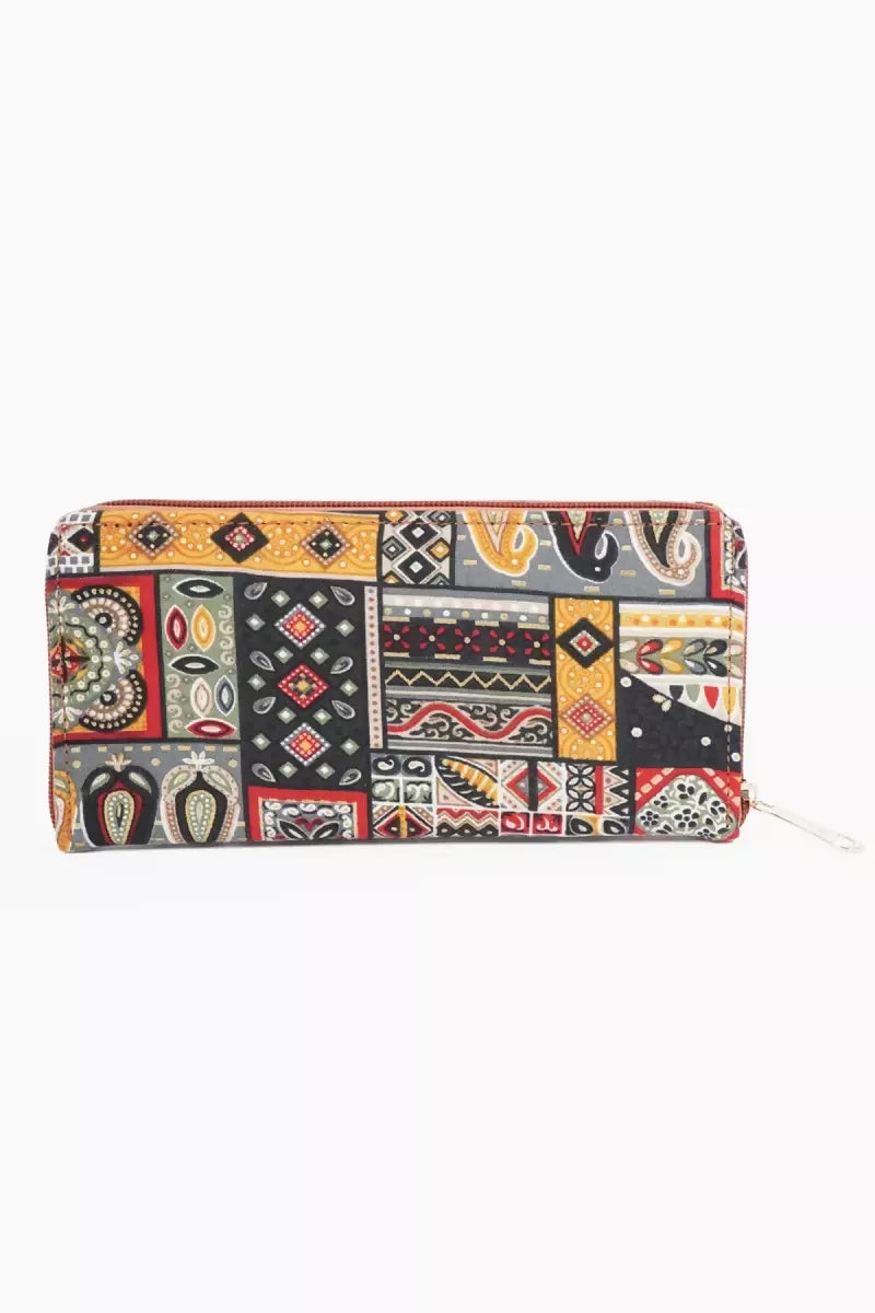 Paisley Print Purse for Women - Grey