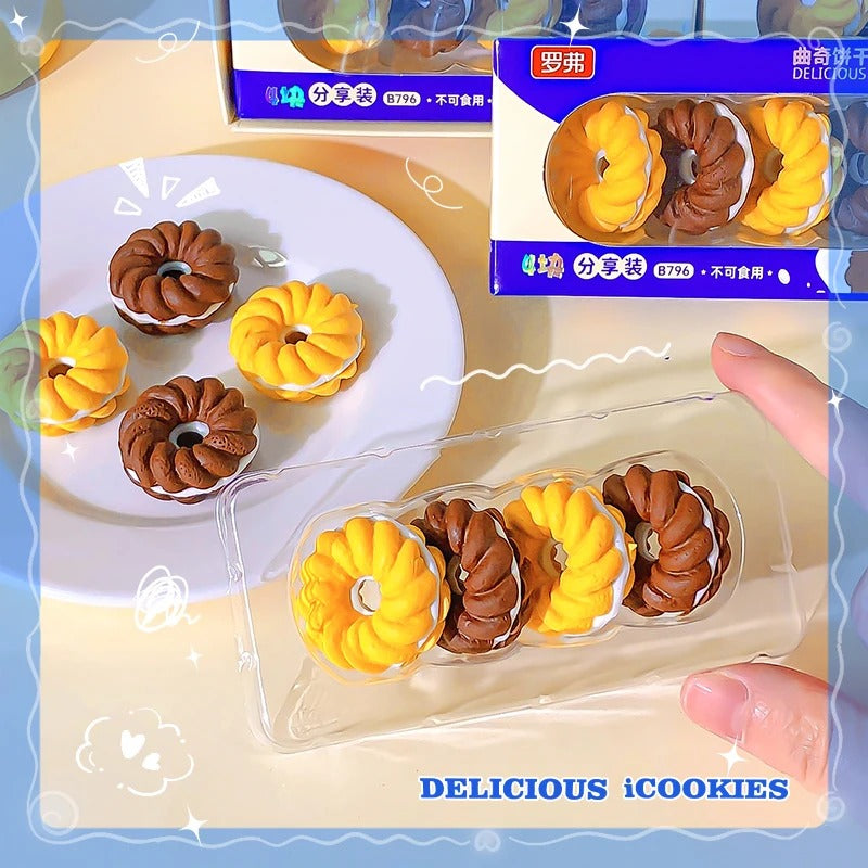 Kawaii Cookie Eraser Pack of 4
