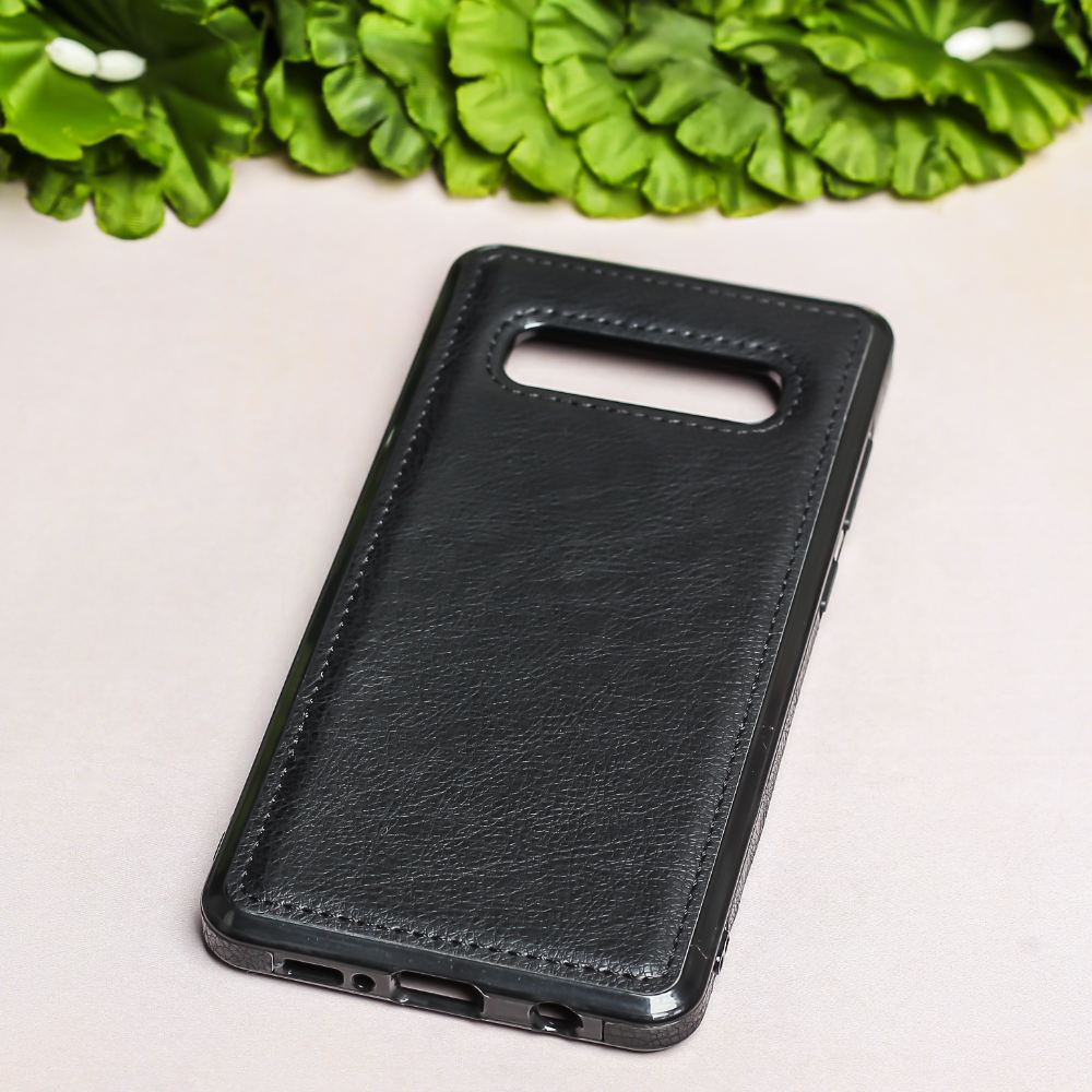 Puloka Black Leather Case for Samsung S10 plus